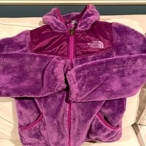 North Face velour purple XS hooded jacket. In good condition
